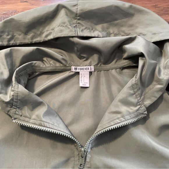 Forever 21 hooded windbreaker jacket olive green size small - Picture 8 of 12